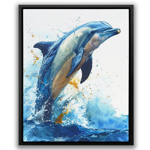 a painting of a dolphin jumping out of the water