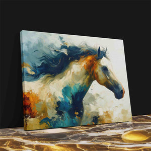 a painting of a horse on a table