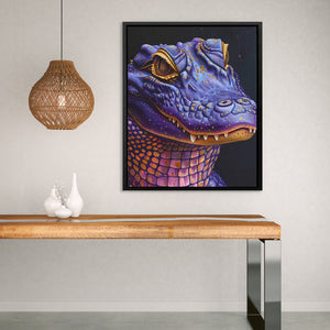 a painting of a dragon on a wall above a table