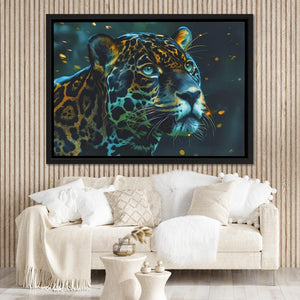 a painting of a leopard in a living room