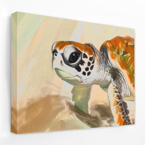 a painting of a turtle on a white wall