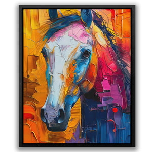 a painting of a horse with a colorful background