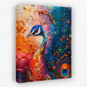 a painting of a peacock on a canvas