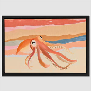 a painting of an octopus on a beach