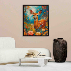 a painting of a deer in a room
