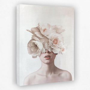 Pink Flower Lady: Delicate Floral Portrait Art - Luxury Wall Art 