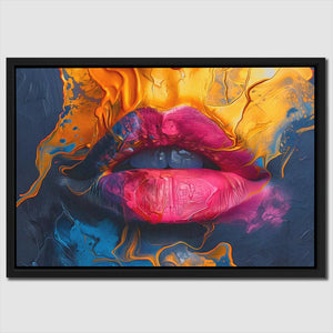 a painting of a woman's lips with bright colors