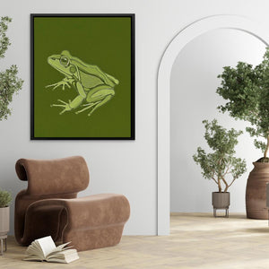 a picture of a frog on a green background