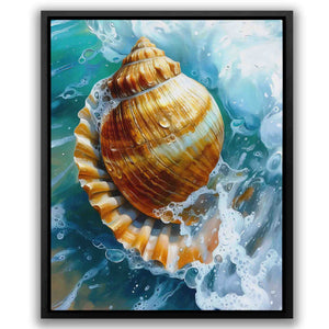 a painting of a sea shell in the water
