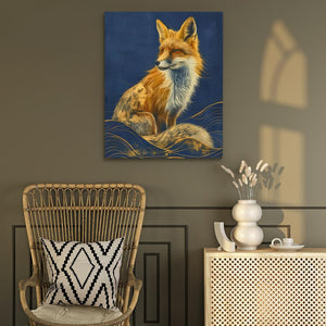 a painting of a fox sitting on top of a chair