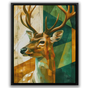 a painting of a deer with large antlers