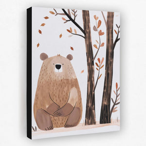 a painting of a bear sitting in the woods