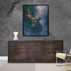 a painting of a deer with antlers on it's head