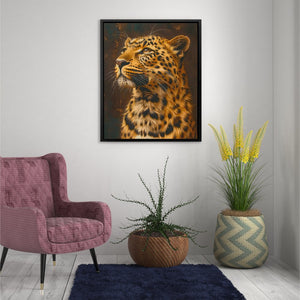 a painting of a leopard in a living room