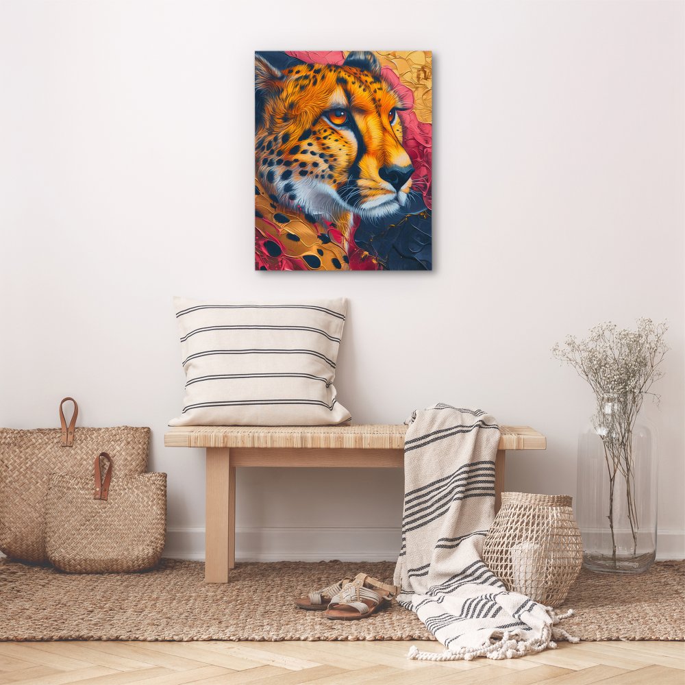 a painting of a cheetah on a canvas