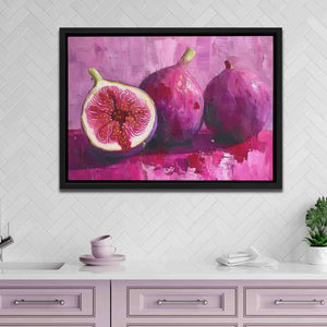 a painting of two figs on a pink background