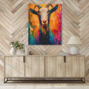 a painting of a goat on a wall