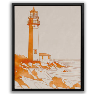 a painting of a lighthouse on a beach