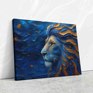 a painting of a lion on a wall