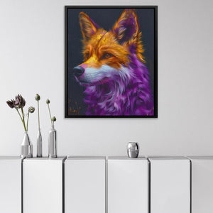 a painting of a fox on a wall