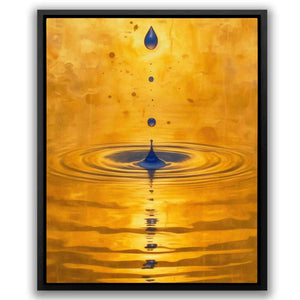 a painting of a drop of water on a yellow background