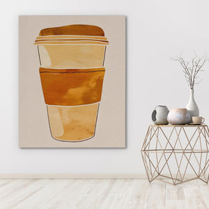 a painting of a coffee cup on a wall