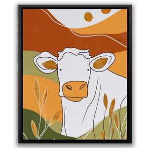 a painting of a cow in a field