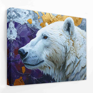 a painting of a white polar bear on a purple background