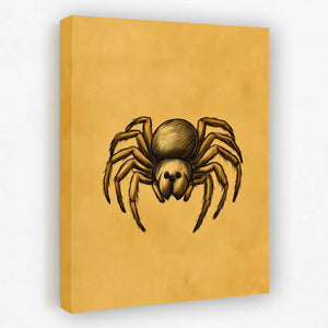 a drawing of a spider on a yellow background