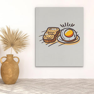 a painting of a breakfast of toast and an egg on a plate