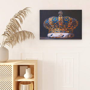 a painting of a crown on a wall