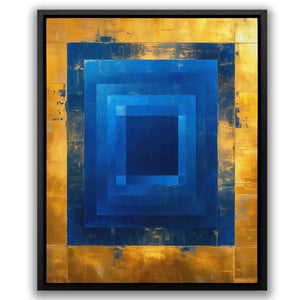 a painting of a square in blue and yellow