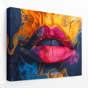 a painting of a woman's lips painted in bright colors