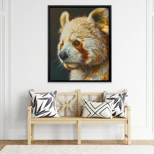 a painting of a red panda bear on a white wall