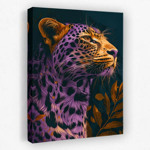 a painting of a leopard on a black background