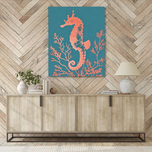 a picture of a sea horse on a wall