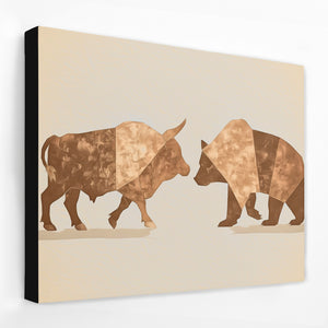 a painting of two bulls facing each other