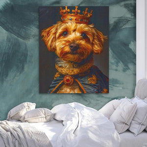 a painting of a dog wearing a crown