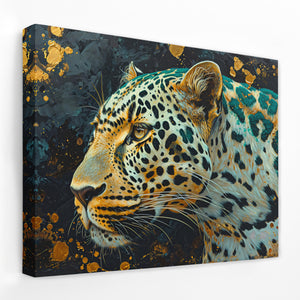 a painting of a leopard on a black background