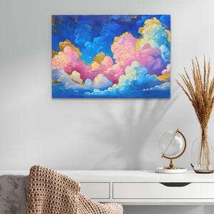 Pink and Blue Clouds Vibrant Cloudscape Wall Art - Luxury Wall Art 