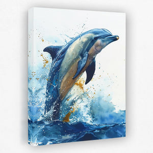 a painting of a dolphin jumping out of the water