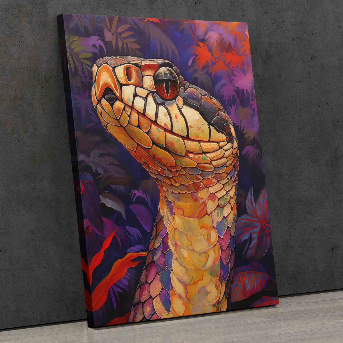 a painting of a snake on a wall