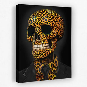 a skull with a leopard print on it