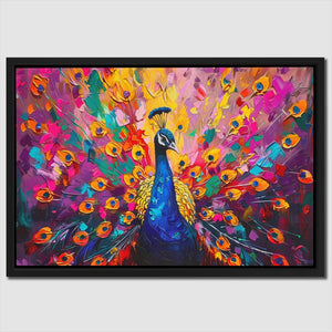 a painting of a peacock with colorful feathers