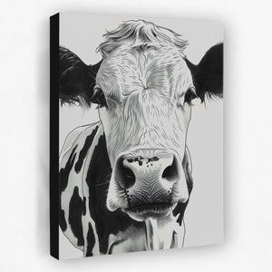 a black and white drawing of a cow's face