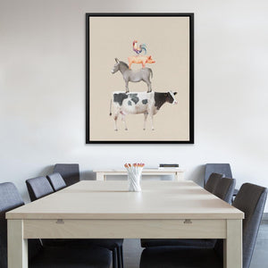 a picture of a cow sitting on top of a table