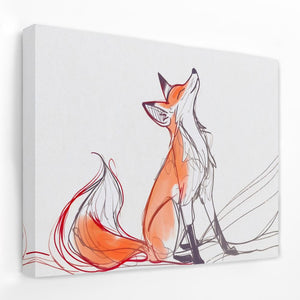 a drawing of a fox sitting on the ground