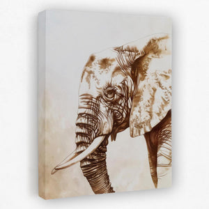 a drawing of an elephant on a white background