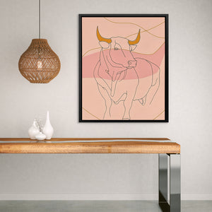 Bull and Line Pastel Minimalist Animal Art - Luxury Wall Art 