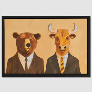 a painting of two cows wearing suits and ties